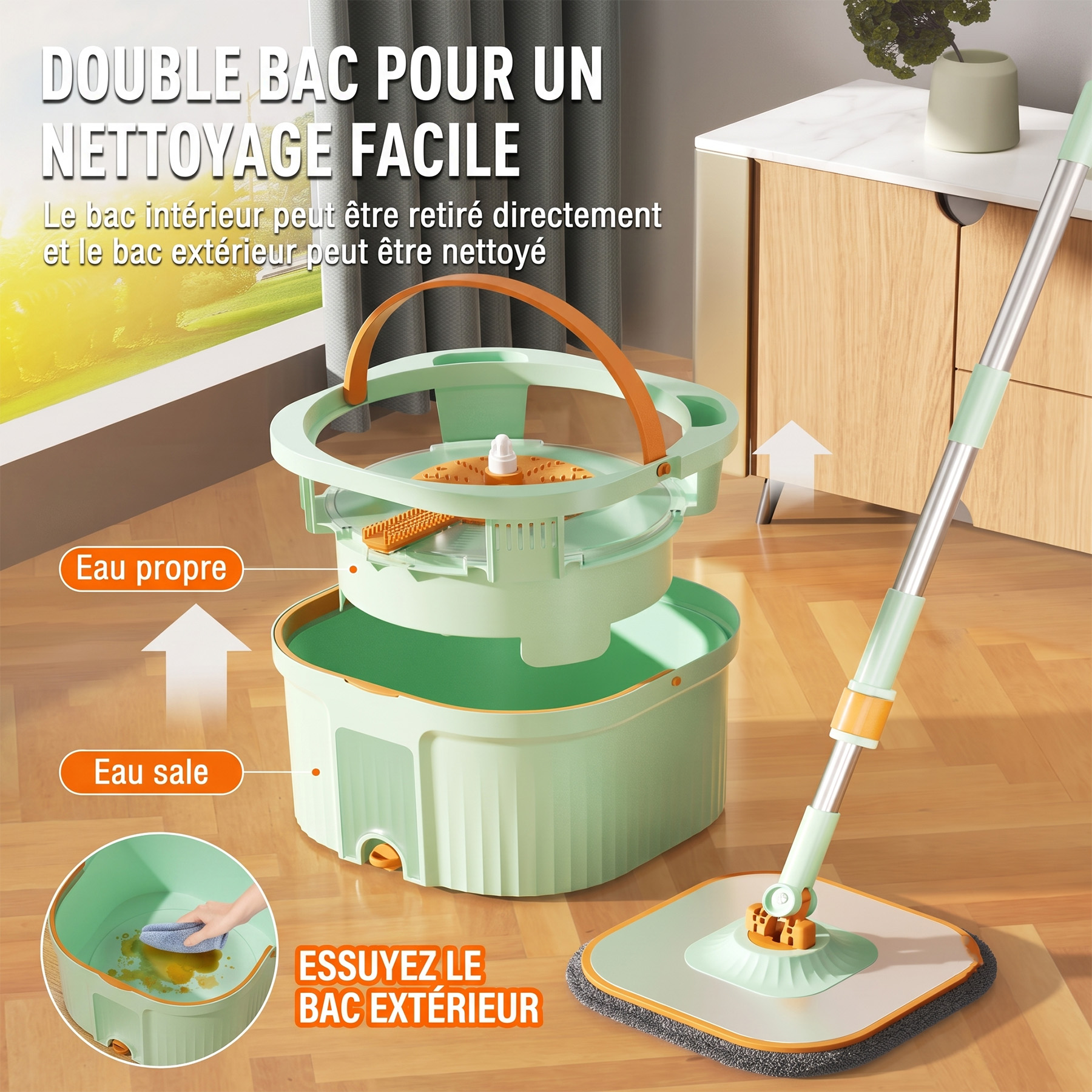 CW002 PRO: SERPIELLERE A FRANGES MICROFIBRE CARRE — photo 3